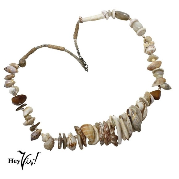 Vintage Shell and Bead Necklace Summer Beach Down the Shore Style 24" - Hey Viv - Picture 1 of 6